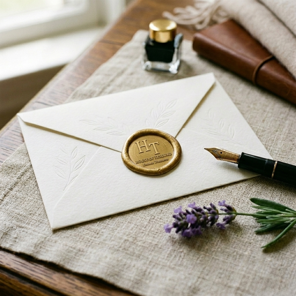 The Almanac - Still-life leather notebook with calligraphy and elements